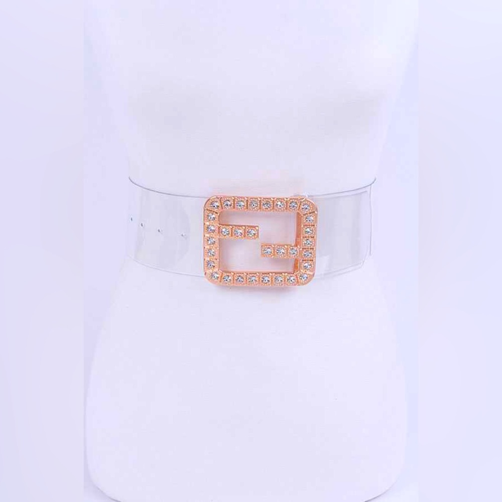 Plus Size Clear & Gold Waist Statement Belt